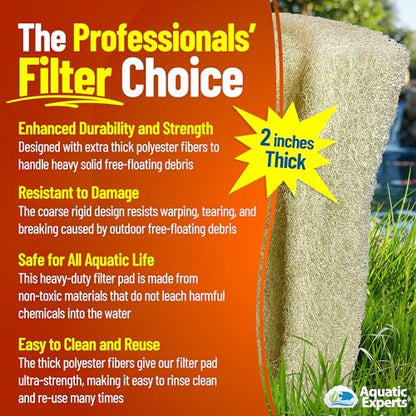 Aquatic Experts Cream COARSE Pond Filter Pad - 2 inch Thick - Bulk Roll Water Garden Filter Pond Media - Made in USA, (2 inch by 24 inch by 56 inch) - size: 24" x 56"