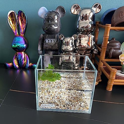 AWXZOM Small Nano Tall Rimless Tank, Glass Fish Tank, Betta Tank (0.7 Gallon, 5.9x4.3x5.1in/15x11x13cm) - size: 0.7 Gallon 5.9x 4.3x5.1inch/15*11*13cm