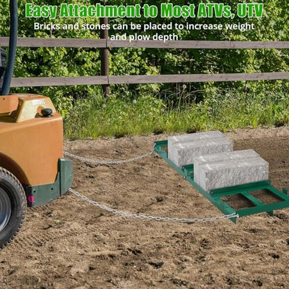 Garvee 6 FT Drag Harrow Driveway Grader, Tow Behind Lawn and Power Rake with 6 FT Chain, Lawn Leveling for ATV, UTV, Tractor, Mower, Land Leveler for Gravel, Sand, Soil, Hay，Gravel Driveway Drag，Green | 6 Ft Chain, Lawn Leveling for ATV, UTV, Tractor, Mow