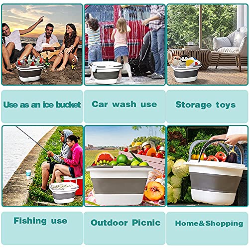 4.2 Gal(16L) Large Collapsible Plastic Bucket with Handle for House Cleaning, Space Saving Outdoor Multiuse Foldable Water Pail/Sink for Camping,Fishing,Ice(Grey) - color: Gray