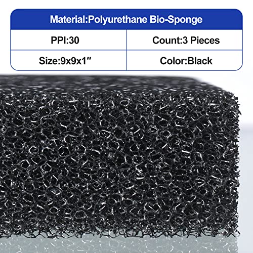 Tondiamo 3 Pieces Aquarium Sponge Filter Pad Media Cut to Fit Foam for Fish Tank Filters Replacement Fish Tank Cleaner Open Cell Foam Sponges for Dishes