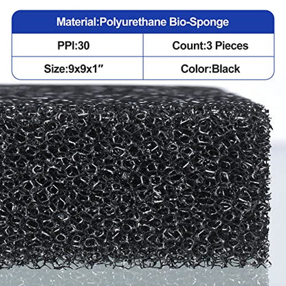 Tondiamo 3 Pieces Aquarium Sponge Filter Pad Media Cut to Fit Foam for Fish Tank Filters Replacement Fish Tank Cleaner Open Cell Foam Sponges for Dishes