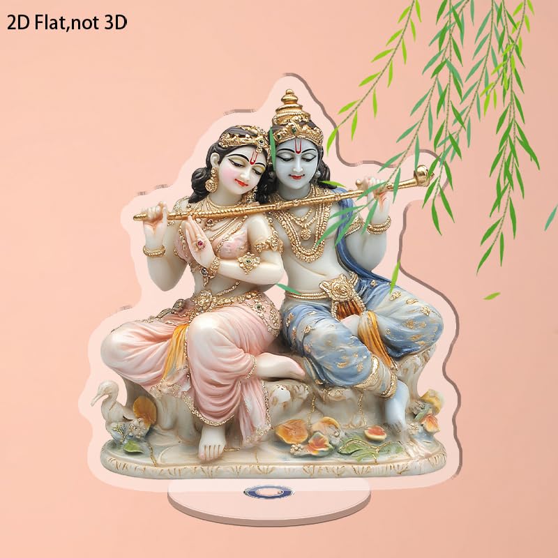 YLUYINOM 2D Flat Acrylic Display Plaque, Divine Radha and Krishna Figures On A Decorative Base with Intricate Jewelry and Serene Expressions. Rotatable, with Base - color: Picture 22