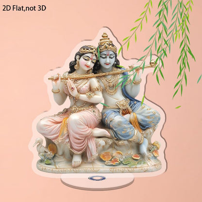 YLUYINOM 2D Flat Acrylic Display Plaque, Divine Radha and Krishna Figures On A Decorative Base with Intricate Jewelry and Serene Expressions. Rotatable, with Base - color: Picture 22