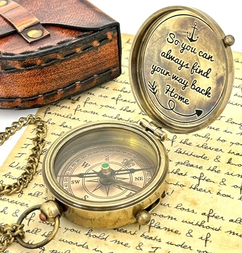 Brass Compass - So You can Always find Your Way Back Home - Engraved Compass - Personalized Compass - Anniversary Mens Gift - Graduation Gift - Gift for Boys/Mens
