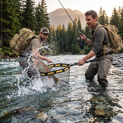 PLUSINNO Fishing Backpack with Fishing Floating Net, Fishing Gear, Tackle Boxes,Waterproof Fishing Tackle Bag, Fishing Gifts for Men - color: Khaki Fishing Backpack