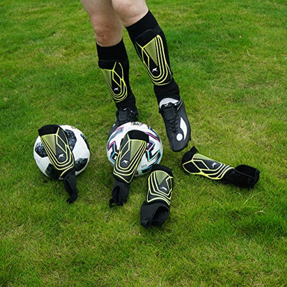 Soccer Football Shin Guards with Ankle Protection, Super Protective Flexible Low-Profile Adult,Youth, Junior - size: Large