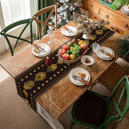 Astrology Moon Magic Table Runner,Mystical Ouija Board Tarot Decor Gothic Line Table Cloth Decorations and Supplies for Home Office Kitchen Dining Party Decor 13x72 Inch (Black Gold Moon 1)