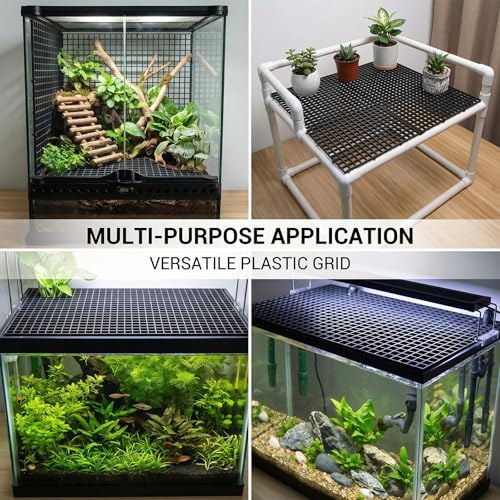 Skrfren 2PCS Fish Tank Divider Aquarium Plastic Grid Divider Tray Plastic Egg Crate Grid Isolation Board Partition Bottom Black Filter Tray (30 x 15cm)