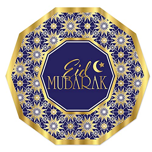 Beistle Ramadan Eid Mubarak Decagon Plates | 9" | 8 Pcs