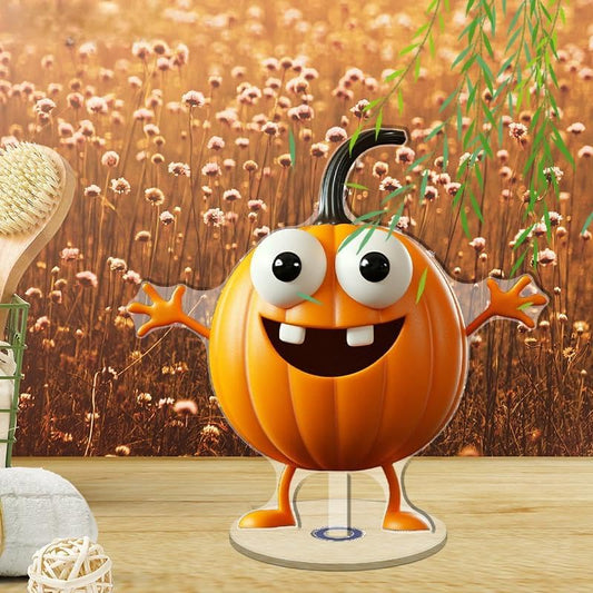 YLUYINOM 2D Flat Acrylic Display Plaque, Cheerful Pumpkin Figure with Arms Outstretched, Perfect for Decorative Stress Relief On Your Desk. Rotatable, with Base - color: Picture 4