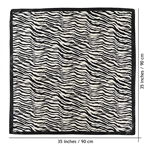 AWAYTR 35” Large Satin Square Head Scarf - 2Pcs Silk Like Floral Head Scarves Square Satin Hair Scarf Bandanas for Women - color: Stripe Printing