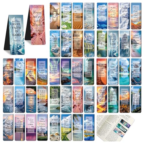 96Pack Magnetic Bookmarks,Christian Bookmarks,Bulk Bible Bookmark for Read - style: Scenery