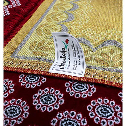 Modefa Turkish Islamic Prayer Rug - Thin & Lightweight Velvet Praying Carpet - Soft Muslim Praying Mat Janamaz - Ramadan or Eid Gift for Men & Women - with Car Hanger - Vined Arch (Daisy Red) - color: Daisy Red