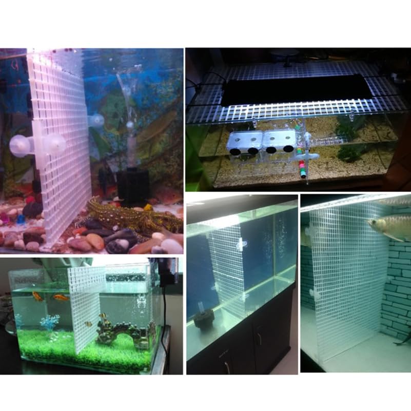 4pcs Aquarium Divider Fish Tank Grid Divider Tray Egg Crate Bottom Divider Board with 4Pcs Sucker Clips Aquarium Supplies