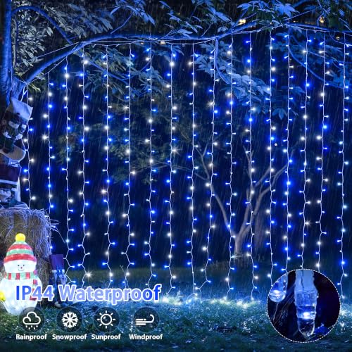 JMEXSUSS 200 LED USB Curtain Lights Blue and White - color: Blue and White, size: 200 LED