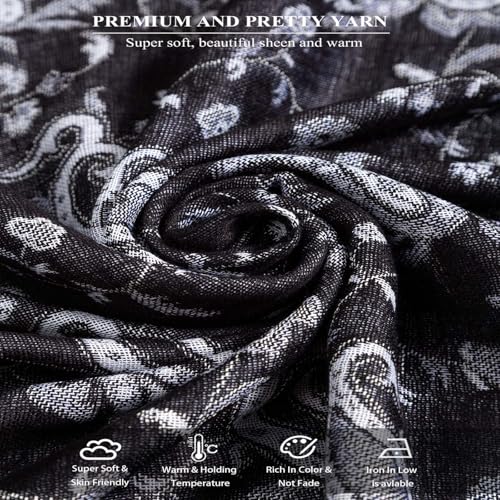 TUSHUSTY Pashmina Feel Rave Shawl Wrap for Women Men Hijab Scarf - color: Black White