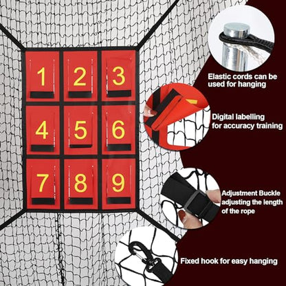 Adjustable Strike Zone Target,Numbered Pitching Pad for Baseball | Baseball Softball Target with Adjustable Straps, Practice Throwing and Hitting Accuracy Target for 6x6 7x7 8x8 Ft Nets - style: Black