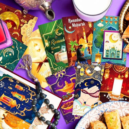 OXYLIPO 24Pcs Ramadan Mini Pocket Notepads - Moon, Mosque, and Star Pattern Lined Memo Notebooks for Eid Mubarak Party Gifts, School Classroom Rewards, Daily Memo Jotting, Islamic Holiday Activities