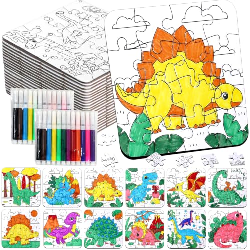 Dinosaur Puzzles for Toddlers 2-4, Dinosaur Crafts DIY Art Activities Toys - color: Dinosaurs Colorful