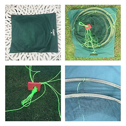 Foldable Fish Catching Net, Hand Cast Cage for Shrimp and Crab - size: Top Dia:39.37" Bottom Dia:31.5"