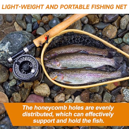 2Pcs Rubber Fishing Net Replacement Netting Without Handle Fly Fish Landing Nets Bag Foldable Trout Net Rubber Mesh for Freshwater Saltwater - color: Black