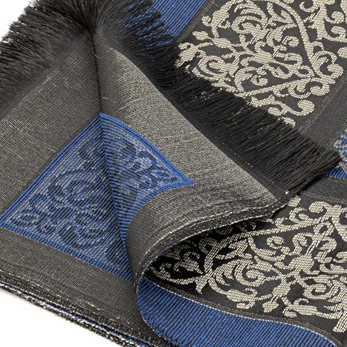 Modefa Islamic Gifts Prayer Mat | Thin Woven Praying Mat Muslim Prayer Rug | Muslim Gifts for Men Ramadan Gifts with Tesbih Prayer Beads | Ottoman Rug with Cylinder Gift Box Set (Blue) - color: Royal Blue