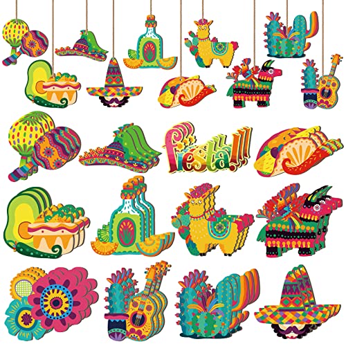 36 Pcs Mexican Fiesta Tree Ornaments Cinco De Mayo Decoration - style: Mexican