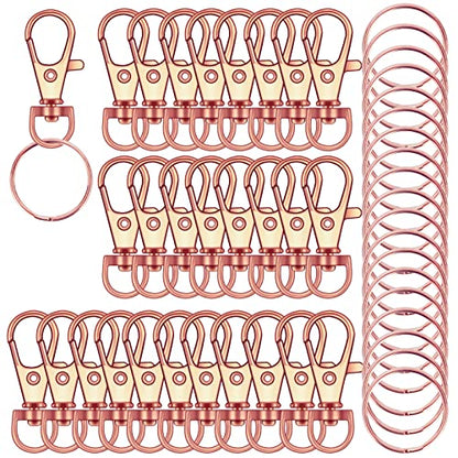 120PCS Premium Swivel Lanyard Snap Hook with Key Rings, Metal Keychain Hooks for Jewelry Making, Crafts (Rose Gold) - color: Rose gold