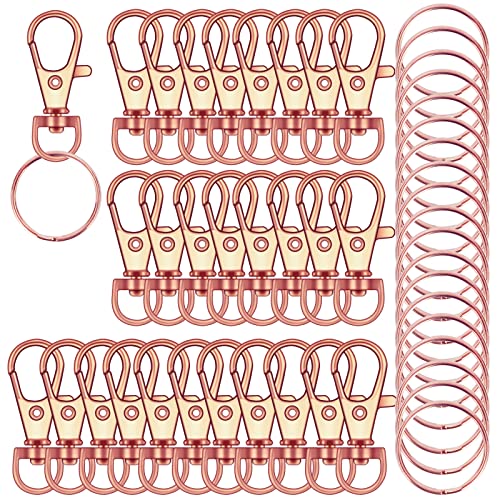 120PCS Premium Swivel Lanyard Snap Hook with Key Rings, Metal Keychain Hooks for Jewelry Making, Crafts (Rose Gold) - color: Rose gold