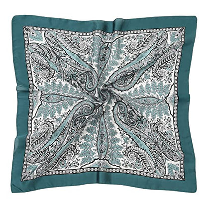 RIIQIICHY Women Head Hair Scarf Like Satin Silk Scarf Sleeping Hair Wrapping Night 27.5" - color: Black/White/Turquoise