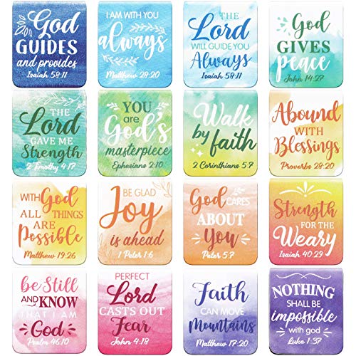 Dianelhall 96 Pack Bible Verse Magnetic Bookmarks, 16 Christian Page Clips