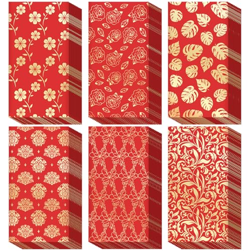 66Pcs Chinese New Year Red Envelopes Hong Bao - 6 Design Money Envelopes for Lunar Year Spring Festival, Birthday, Wedding Party - color: RED 2-66PCS
