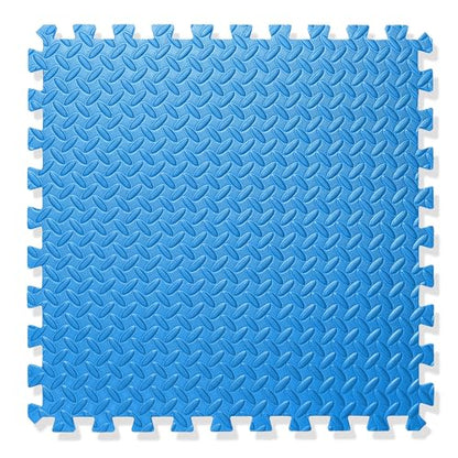 Philosophy Gym Pack of 6 Exercise Flooring Mats - 24 x 24 Inch Foam Rubber Interlocking Puzzle Floor Tiles - Blue - color: 24 Sq Ft, 1/2" Thick - Blue