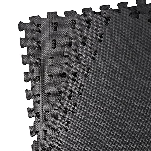 HomGarden Puzzle Exercise Mat 1/2’’ EVA Interlocking Foam Floor Mats for Exercise Equipment Home Gym Workout Mat(6 Tiles) Black