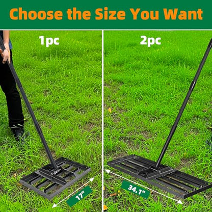 Lawn Leveling rake 17"x9.4" Levelawn Tool with 70.5" Adjustable Long Handle Heavy Duty Landscape Leveling Rake Lawn Leveler Yard Tool for Backyard, Golf Course, Garden, Pasture, Farm