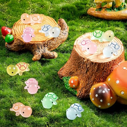 122PCS Luminous Mini Resin Turtles 8 Color Tiny Turtle Figurines Bulk | 8 Color Miniature Turtles Animals Glow in The Dark, Micro Ocean Garden Landscape, Aquarium, Dollhouse DIY - style: MiniTurtle 122PCS