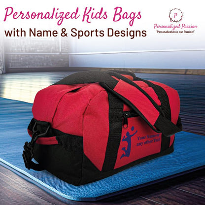 Personalized Passion 14” Small Sports Duffel Bags for Kids - Waterproof Travel Duffle with Name & Lacrosse Design - Dark Green Two-Toned Kids Weekender Bag for Boys and Girls - color: Dark Green, style: Lacrosse