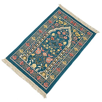 Ragyzity Muslim Prayer Rug, Travel Prayer Mat, Portable Foldable Islamic Rug, Thin Woven Polyester Praying Mat for Men Women, 110x70cm (Blue)