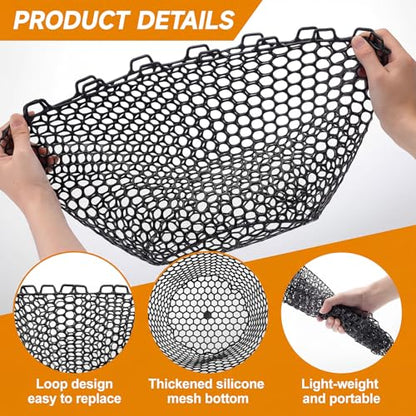 2Pcs Rubber Fishing Net Replacement Netting Without Handle Fly Fish Landing Nets Bag Foldable Trout Net Rubber Mesh for Freshwater Saltwater - color: Black