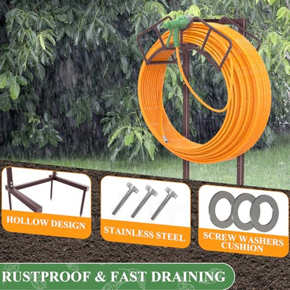 Qatsrin Super Stable Garden Hose Holder, Water Hose Reel holds 160ft Bronze | Freestanding Water Hose Storage Hanger，Detachable Hose Stand Box for Outside Yard Lawn Farm - color: Bronze