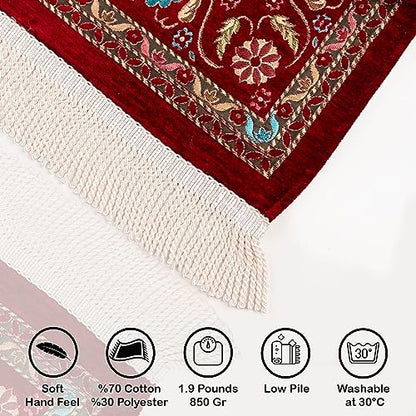 Praying Mats Muslim, Travel Prayer Mat Muslim, Prayer Mat for Women, Muslim Gifts for Men, Muslim Prayer Rug Soft, Umrah Mubarak Gift, Gift for Eid (Red) - color: Red