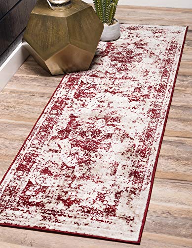 Unique Loom Sofia Collection Area Rug - Salle Garnier (2' x 6' 7" Runner, Burgundy/ Ivory) - color: Burgundy/Ivory, size: 2' x 6'7" (Runner)