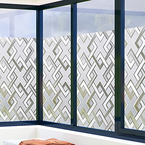 Frosted Window Privacy Film,3D Vinyl Decorative Window Decals, UV Blocking Static Cling No-Glue Glass Window Film (35.4 x 78.7 inch) - size: 35.4'' x 78.7'' (90 x 200 cm)