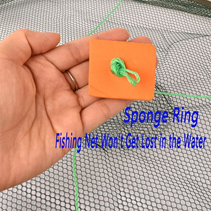 Foldable Fishing net Hand cast net, Shrimp net Crab net Fishing net Crayfish Hand cast cage - size: Top: 39.4in/Bottom:31.5"