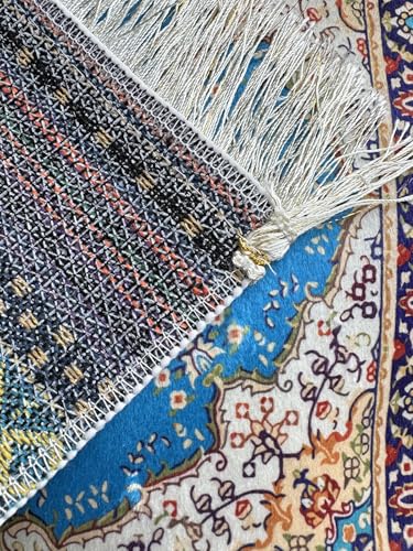 Portable Islamic Prayer Small Mat Classic Pattern Muslim Prayer Rug Small Rug Foldable Salah Carpet Mat with Tassel - color: Blue