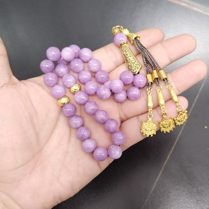 ALBASHAN Natural Purple Agate Tasbih 33 66 99 Beads Gift Eid Al-Fitr Rosary Muslim Bracelet Islam Rosary - color: 10mmx45beads