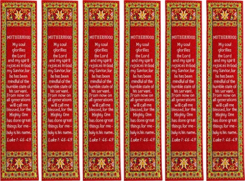 Motherhood, Bulk Pack of 6 Woven Fabric Christian Bookmarks, Silky Soft Luke 1:46-49 Flexible Bookmarker for Novels Books and Bibles, Traditional Turkish Woven Design, Memory Verse Gift - color: Motherhood, size: 6 Pack