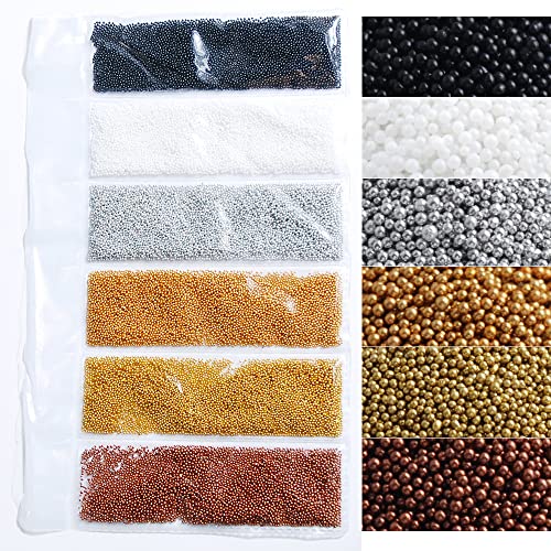 3D Nail Art Caviar Beads Micro Pixie Rhinestones Decoration Mini Acrylic Beads Accessories - 6 Colors - color: 6 Grids Gold Silver White Black Series Caviar