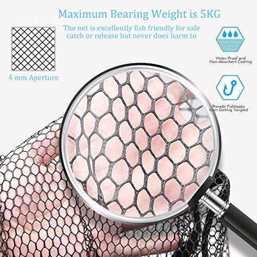 Fishing Landing Net with Stainless Steel Telescoping Pole 74.8" Long Handle,Rubber Coated Nylon Mesh,for Steelhead,Salmon,Kayak,Catfish,Bass,Trout,Shrimp,Crab,for Easy Catch & Release,74.8 inch - style: 61" Stainless Steel Handle-stronger